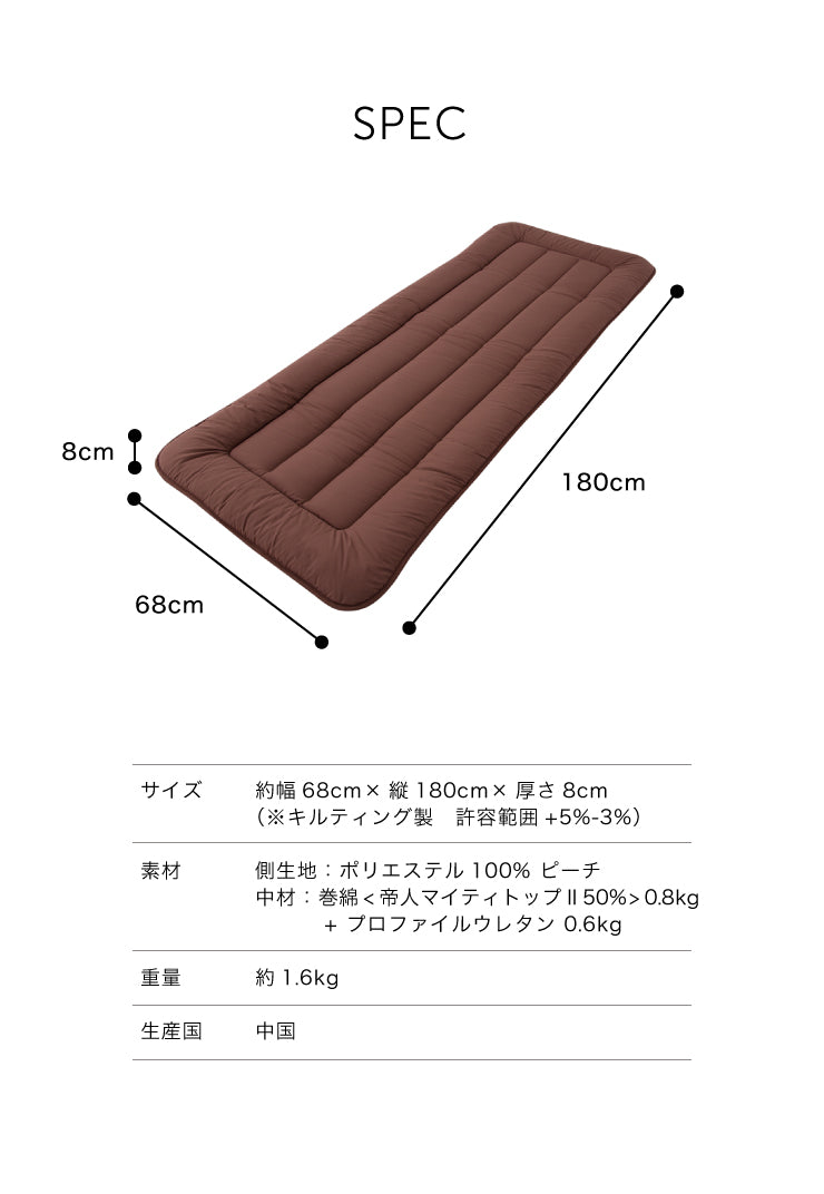 ごろ寝マット 68×180cm プロファイルウレタン 長座布団 ごろ寝布団 ごろ寝クッション 敷布団 体圧分散 敷き布団 三層 来客用