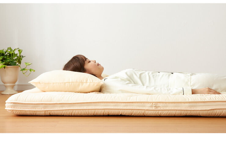 羽毛布団4点セット シングル ホワイトダックダウン90% 1.1kg 360dp テイジン製マイティトップ使用 抗菌防臭 防ダニ 消臭 低ホルム 立体キルト 3層敷布団 ウレタン 収納袋付 掛布団 掛け布団 枕 帝人 アイボリー 来客用