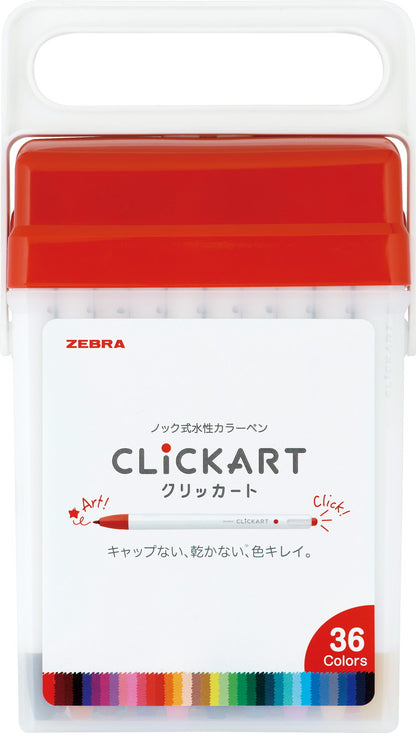 【5%OFF】クリッカート36色セット N WYSS22-36C-N ゼブラ 乾かない ノック式 水性 マーカー 持ち運びしやすい