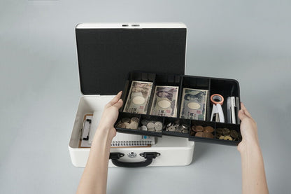 そとレジ MR-2700 手提げ金庫 キャッシュボックス トランク型 簡易レジ 持ち歩き 貴重品 セキュリティ A4サイズ対応 ワイヤー付き カール事務器