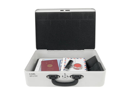 そとレジ MR-2700 手提げ金庫 キャッシュボックス トランク型 簡易レジ 持ち歩き 貴重品 セキュリティ A4サイズ対応 ワイヤー付き カール事務器