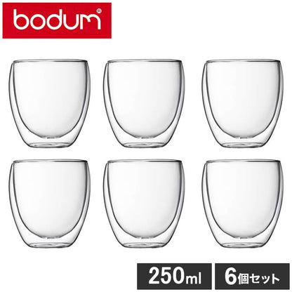 Bodum ボダム グラス パヴィーナ ダブルウォールグラス 250ml 6個セット 耐熱ガラス 電子レンジ使用可