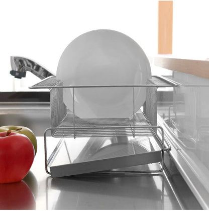 日本製 燕三条 斜めに水が流れる 水切りラック 縦置き・横置き 両対応 箸立て グラスホルダー付き 水切りかご 水切りバスケット ステンレス製 国産 シンクサイド 水切りかご(代引不可)