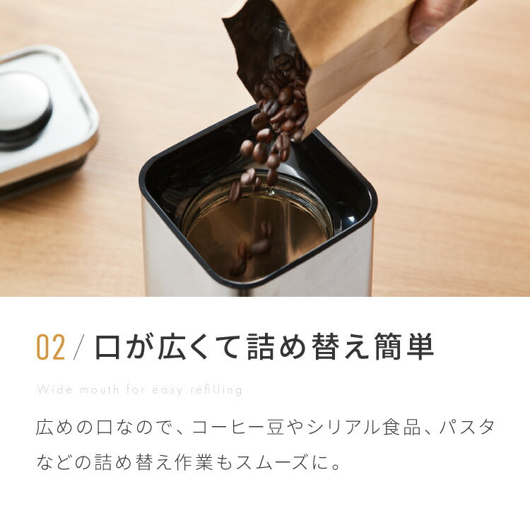 ダルトン 角型 保存容器 Lサイズ 2L スタッキングOK ワンタッチロック キューブジャー ウィズ プレス リッド ステンレス ガラス 保存容器 キャニスター おしゃれ(代引不可)