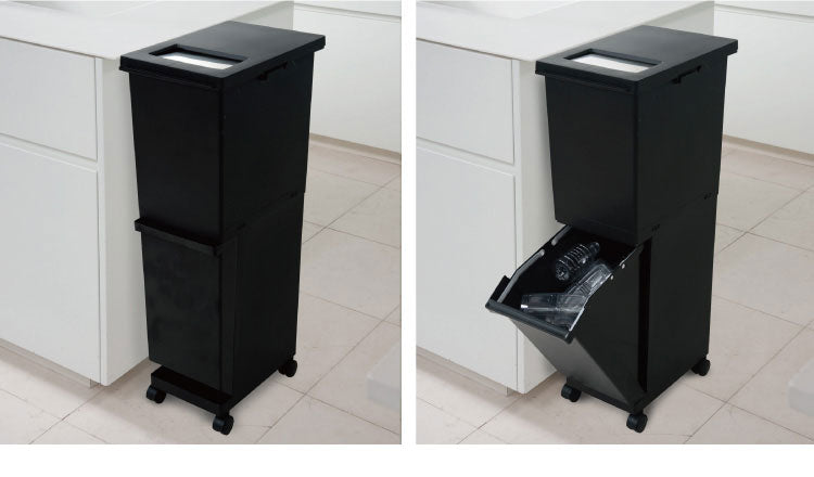 新輝合成株式会社 ユニード 分別スリム2段 55SBK ゴミ箱 コンパクト おしゃれ 55L ブラック(代引不可)