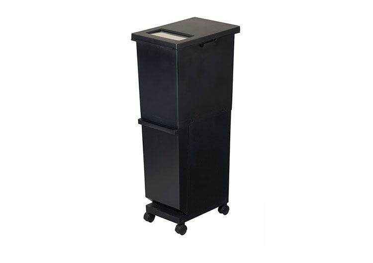 新輝合成株式会社 ユニード 分別スリム2段 55SBK ゴミ箱 コンパクト おしゃれ 55L ブラック(代引不可)