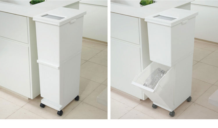 新輝合成株式会社 ユニード 分別スリム2段 55SWH ゴミ箱 コンパクト おしゃれ 55L ホワイト(代引不可)