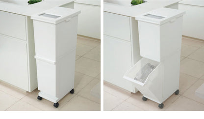 新輝合成株式会社 ユニード 分別スリム2段 55SWH ゴミ箱 コンパクト おしゃれ 55L ホワイト(代引不可)