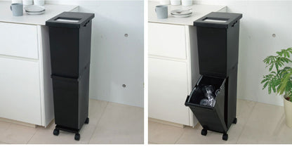 新輝合成株式会社 ユニード 分別スリム2段 36SBK ゴミ箱 コンパクト おしゃれ 36L ブラック(代引不可)