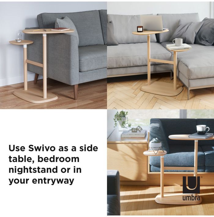 Umbra スウィボ サイドテーブル ナチュラル 21013759390 アンブラ テーブル デスク おしゃれ 木製 丸テーブル 北欧 デザイン かわいい インテリア 木目 丸 リビング ソファー ソファテーブル(代引不可)