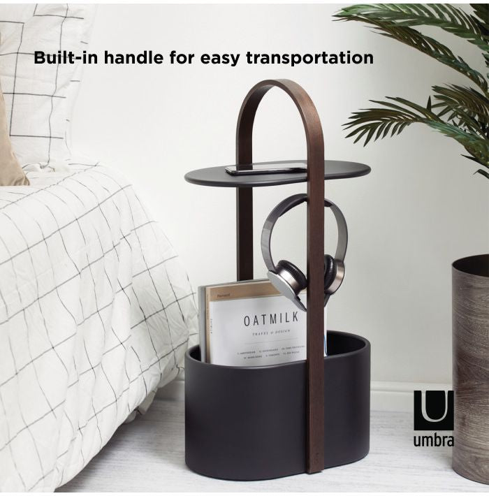 Umbra ハブ ストレージテーブル ブラック 21013760048 アンブラ インテリア ギフト コード シンプル テーブル デザイン マガジンラック 充電コード 収納 取っ手 持ち運び 本 机 移動(代引不可)