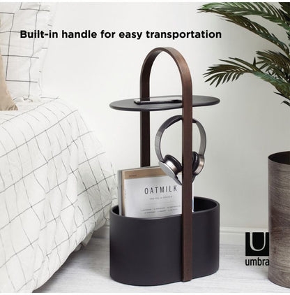 Umbra ハブ ストレージテーブル ブラック 21013760048 アンブラ インテリア ギフト コード シンプル テーブル デザイン マガジンラック 充電コード 収納 取っ手 持ち運び 本 机 移動(代引不可)