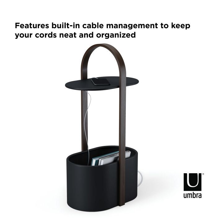 Umbra ハブ ストレージテーブル ブラック 21013760048 アンブラ インテリア ギフト コード シンプル テーブル デザイン マガジンラック 充電コード 収納 取っ手 持ち運び 本 机 移動(代引不可)
