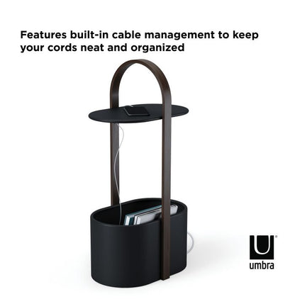 Umbra ハブ ストレージテーブル ブラック 21013760048 アンブラ インテリア ギフト コード シンプル テーブル デザイン マガジンラック 充電コード 収納 取っ手 持ち運び 本 机 移動(代引不可)