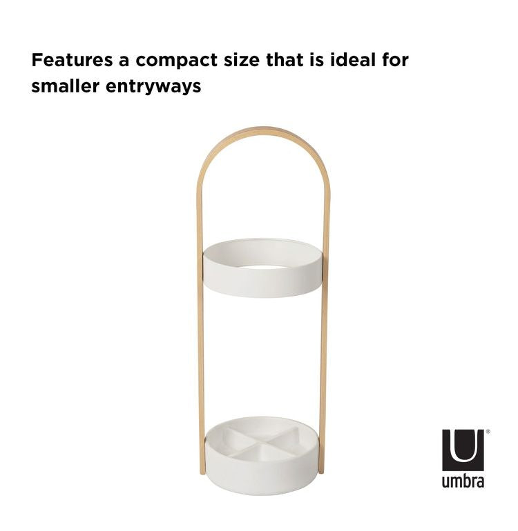 Umbra ハブ アンブレラスタンド ホワイト×ナチュラル 傘立て 折りたたみ傘も収納可 2320240668(代引不可)