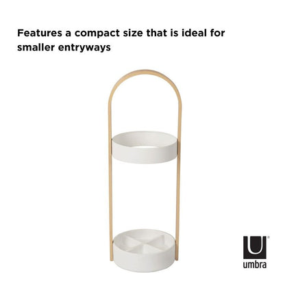 Umbra ハブ アンブレラスタンド ホワイト×ナチュラル 傘立て 折りたたみ傘も収納可 2320240668(代引不可)