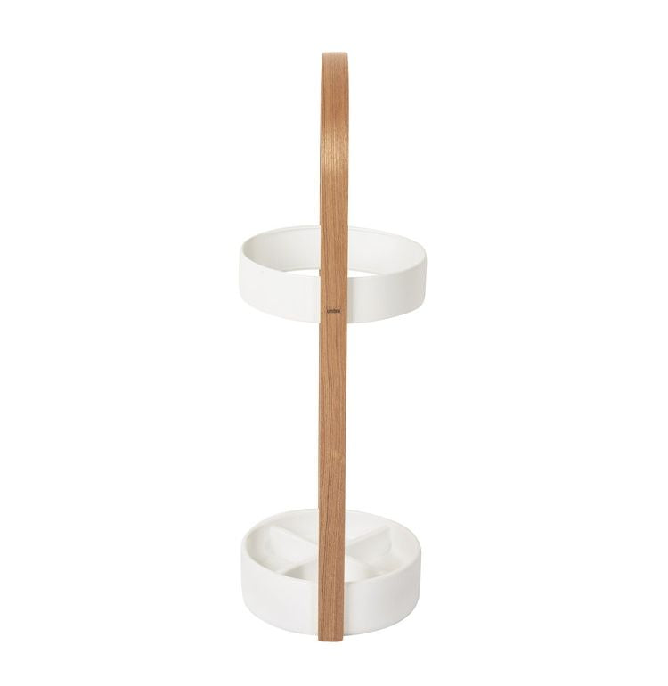 Umbra ハブ アンブレラスタンド ホワイト×ナチュラル 傘立て 折りたたみ傘も収納可 2320240668(代引不可)