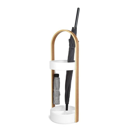 Umbra ハブ アンブレラスタンド ホワイト×ナチュラル 傘立て 折りたたみ傘も収納可 2320240668(代引不可)
