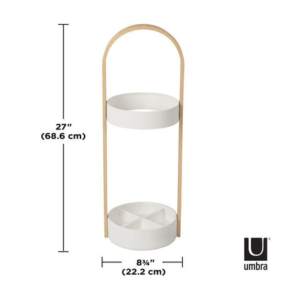 Umbra ハブ アンブレラスタンド ホワイト×ナチュラル 傘立て 折りたたみ傘も収納可 2320240668(代引不可)