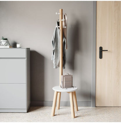 Umbra ピラー スツールコートラック ホワイト 21014257668 コートハンガー スツール コートラック ウッド アンブラ ポールハンガー コート掛け スタンド 小物置き 玄関 リビング(代引不可)