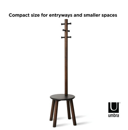 Umbra ピラー スツールコートラック ブラック 21014257048 コートハンガー スツール コートラック ウッド アンブラ ポールハンガー コート掛け スタンド 小物置き 玄関 リビング(代引不可)