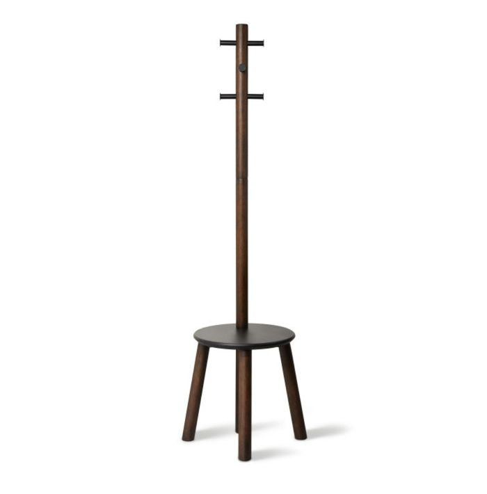 Umbra ピラー スツールコートラック ブラック 21014257048 コートハンガー スツール コートラック ウッド アンブラ ポールハンガー コート掛け スタンド 小物置き 玄関 リビング(代引不可)