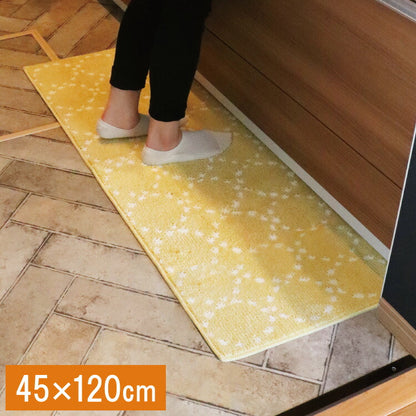 オカトー ナチュラルキッチンマット 45x120 イエロー 北欧風 洗える 滑り止め加工 台所マット(代引不可)