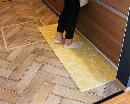 オカトー ナチュラルキッチンマット 45x120 イエロー 北欧風 洗える 滑り止め加工 台所マット(代引不可)