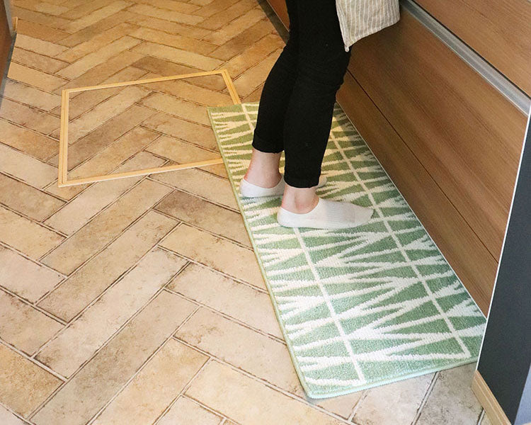 オカトー ナチュラルキッチンマット 45x120 グリーン 北欧風 洗える 滑り止め加工 台所マット(代引不可)