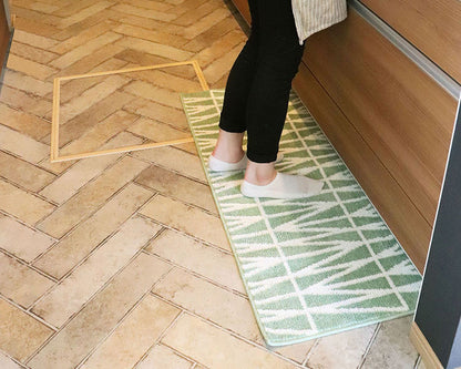 オカトー ナチュラルキッチンマット 45x120 グリーン 北欧風 洗える 滑り止め加工 台所マット(代引不可)