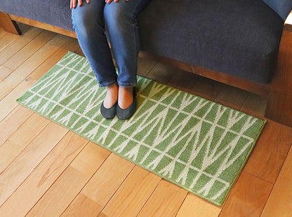 オカトー ナチュラルキッチンマット 45x120 グリーン 北欧風 洗える 滑り止め加工 台所マット(代引不可)