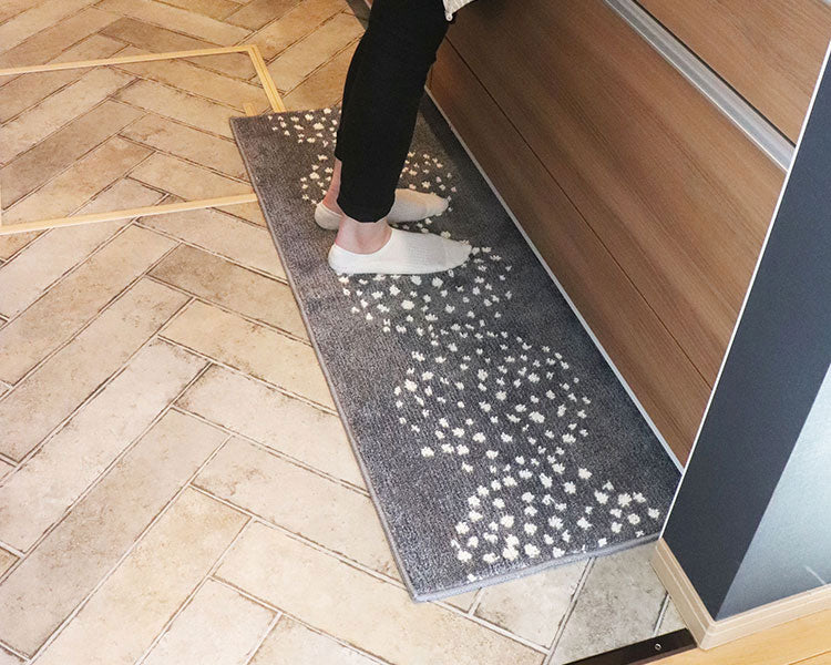 オカトー ナチュラルキッチンマット 45x120 グレー 北欧風 洗える 滑り止め加工 台所マット(代引不可)