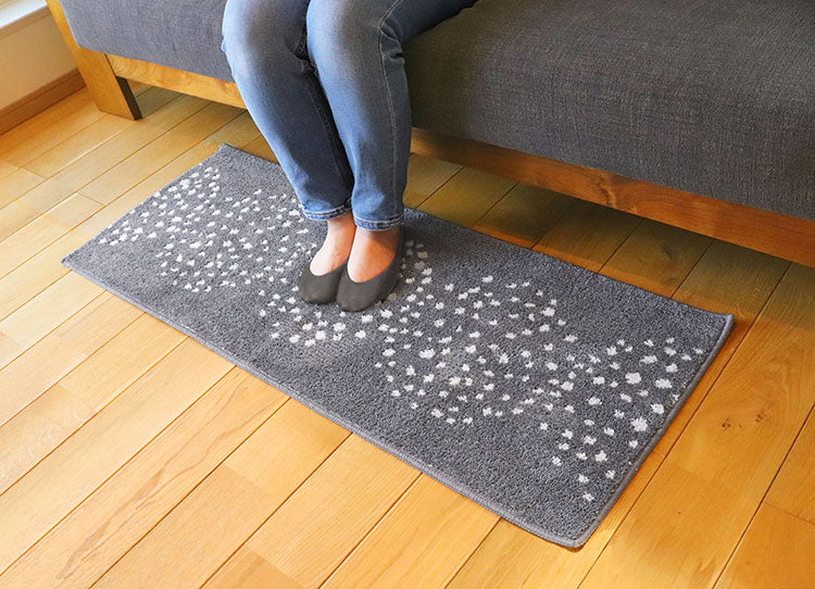 オカトー ナチュラルキッチンマット 45x120 グレー 北欧風 洗える 滑り止め加工 台所マット(代引不可)