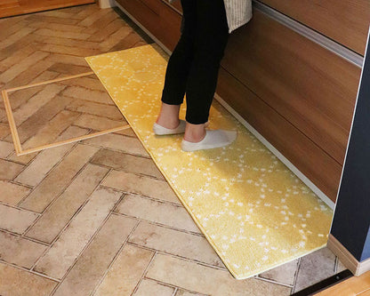 オカトー ナチュラルキッチンマット 45x180 イエロー 北欧風 洗える 滑り止め加工 台所マット(代引不可)