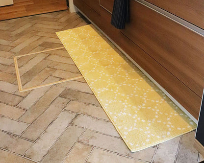 オカトー ナチュラルキッチンマット 45x180 イエロー 北欧風 洗える 滑り止め加工 台所マット(代引不可)