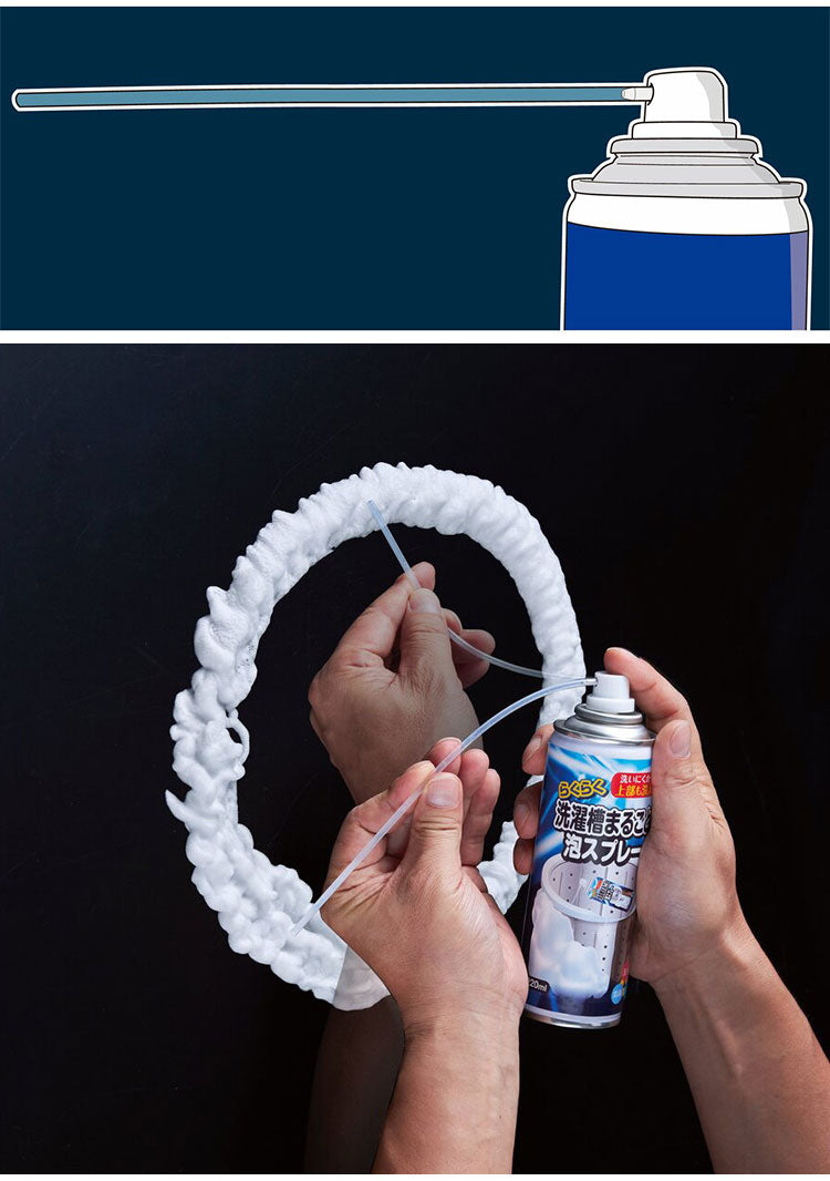 らくらく洗濯槽まるごと泡スプレー 220ml 縦型洗濯機 洗濯槽クリーナー 密着 泡タイプ ノズル付き 漬け置き不要 洗濯槽 裏側洗浄 ニオイ 汚れ ヌメリ カビ 水垢 水アカ 掃除スプレー 洗浄スプレー
