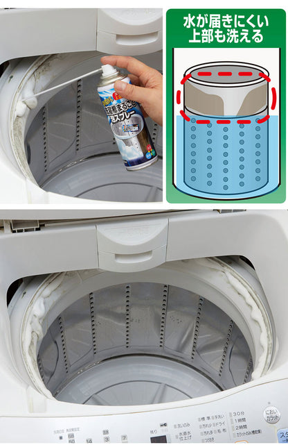 らくらく洗濯槽まるごと泡スプレー 220ml 縦型洗濯機 洗濯槽クリーナー 密着 泡タイプ ノズル付き 漬け置き不要 洗濯槽 裏側洗浄 ニオイ 汚れ ヌメリ カビ 水垢 水アカ 掃除スプレー 洗浄スプレー