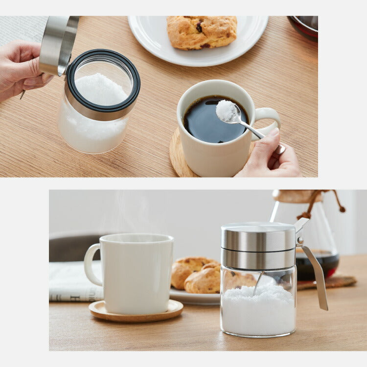 DULTON ダルトン スパイスジャー ウィズ スプーン 300ml 調味料入れ 調味料ポット スプーン付き ガラス ステンレス 保存容器 キャニスター おしゃれ