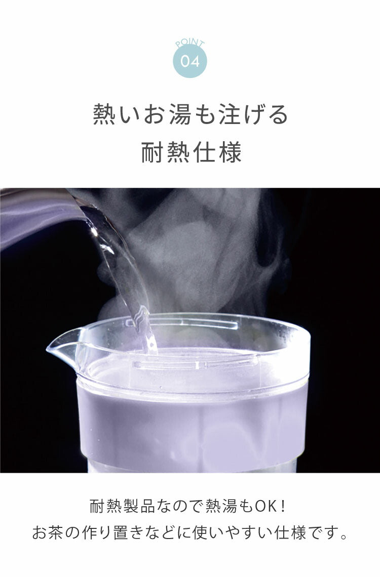 【2本セット】日本製 冷水筒 スリムジャグ 1.1L 冷蔵庫に収まる 横置き 縦置き スリム コンパクト 耐熱 麦茶ポット ピッチャー 水差し ティーポット 熱湯OK 麦茶 冷水ポット 約1L 約1リットル(代引不可)