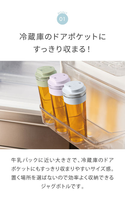 日本製 冷水筒 スリムジャグ 1.1L 冷蔵庫に収まる 横置き 縦置き スリム コンパクト 耐熱 麦茶ポット ピッチャー 水差し ティーポット 熱湯OK 麦茶 冷水ポット 約1L 約1リットル(代引不可)