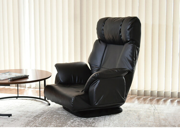 本革使用 フロアチェア ベローナ 360度回転 ローチェア 肘掛け付き 角度無段階調整 リクライニングチェア リラックスチェア 座椅子(代引不可)