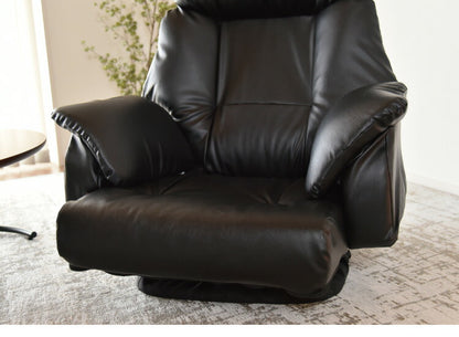 本革使用 フロアチェア ベローナ 360度回転 ローチェア 肘掛け付き 角度無段階調整 リクライニングチェア リラックスチェア 座椅子(代引不可)