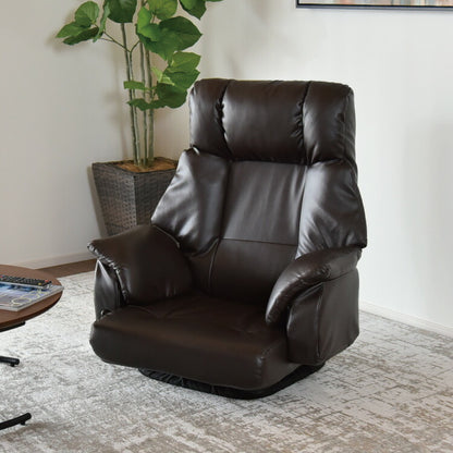 フロアチェア ベローナ 360度回転 ローチェア 肘掛け付き 角度無段階調整 リクライニングチェア リラックスチェア 座椅子(代引不可)