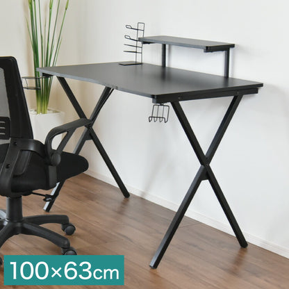 ゲーミングデスク スパーダ モニター台付き 幅100×奥行き63cm コントローラーホルダー ヘッドホンホルダー ドリンクホルダー付き パソコンデスク デスク(代引不可)