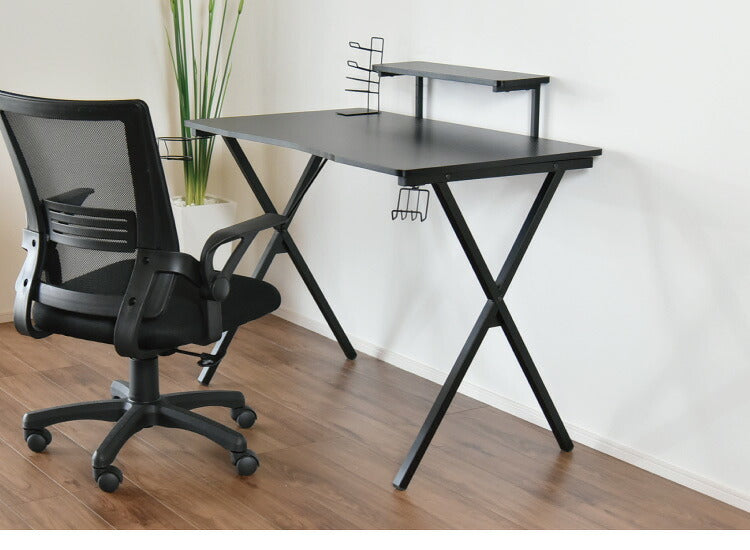 ゲーミングデスク スパーダ モニター台付き 幅100×奥行き63cm コントローラーホルダー ヘッドホンホルダー ドリンクホルダー付き パソコンデスク デスク(代引不可)