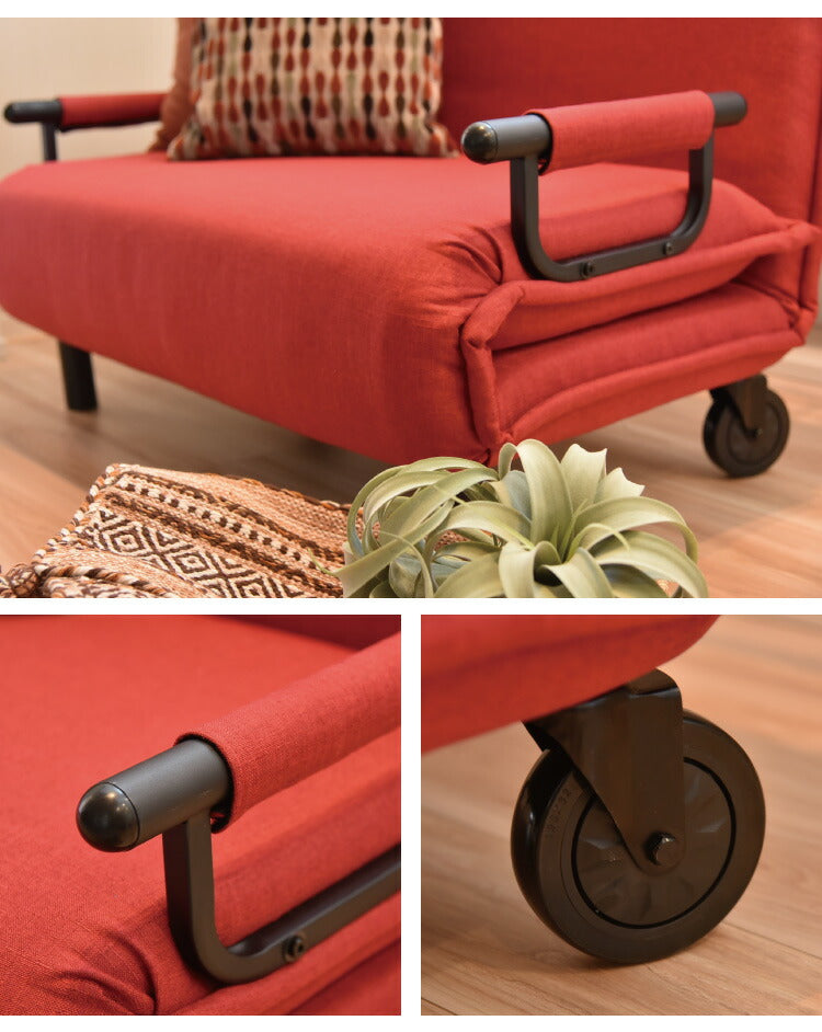 3つ折り キャスター付き ソファベッド ビータアクティブ2 クッション付 3WAY ソファーベッド 1人掛け リクライニングソファ 折り畳み 簡易ベッド カウチソファ カウチソファー ベッドソファ(代引不可)