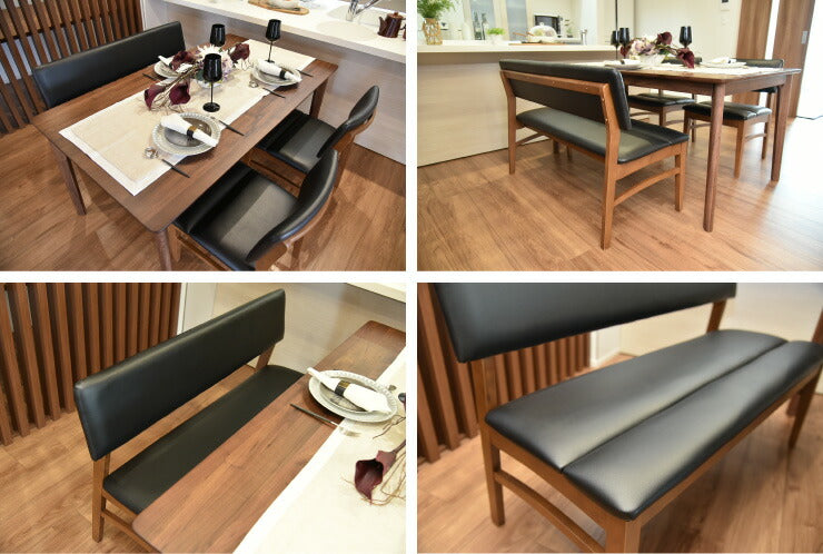 ダイニングベンチ ベンチ チェア 背もたれ付き 椅子 木製 PVC リビング おしゃれ 北欧 ヴィンテージ 生活 ブライト114 (代引不可)