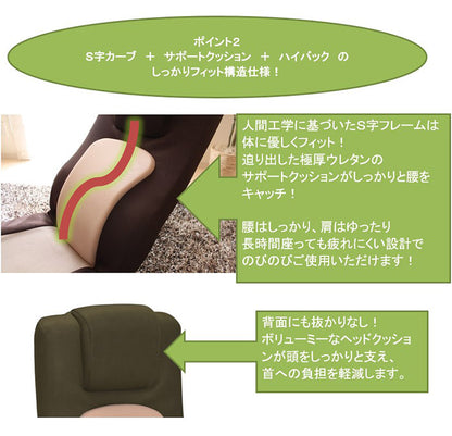 座椅子 座いす ハイバック サポート クッション 無段階リクライニング コンパクト チェア 椅子 リクライニング 完成品 フロアチェア おじぎコローリ かわいい(代引不可)