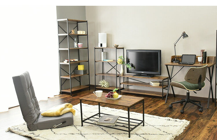 オープンラック 4段 コンタ1 4段ラック ヴィンテージ調 コンクリート調 収納 オープンラック スチールラック グレー ブラウン シェルフ 木目調 おしゃれ 棚 本棚(代引不可)