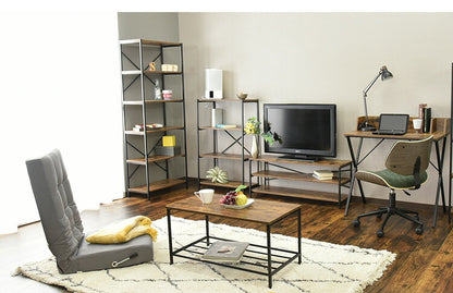 オープンラック 4段 コンタ1 4段ラック ヴィンテージ調 コンクリート調 収納 オープンラック スチールラック グレー ブラウン シェルフ 木目調 おしゃれ 棚 本棚(代引不可)